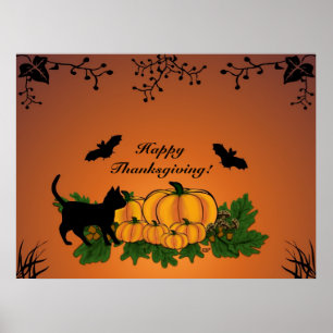 Póster otoño, ¡Feliz Día de Acción de Gracias!