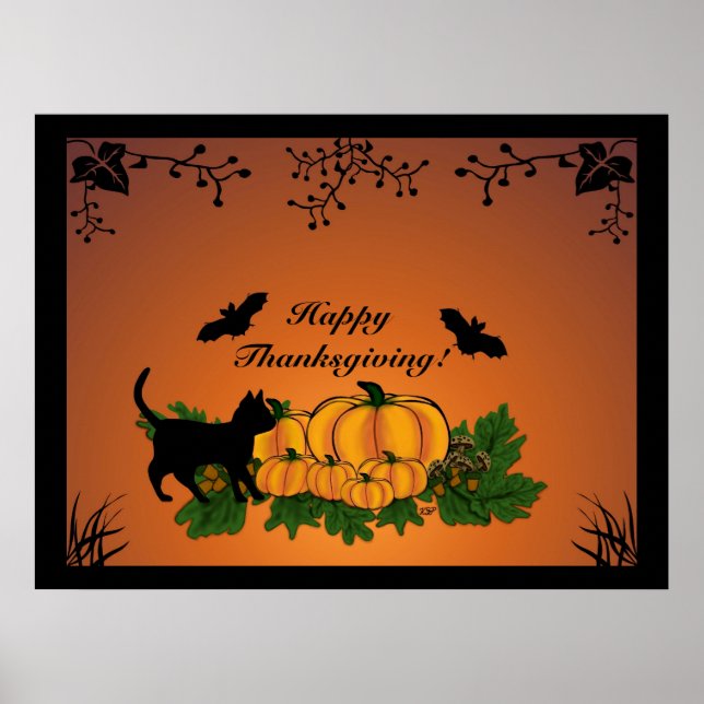 Póster otoño, ¡Feliz Día de Acción de Gracias! (Frente)