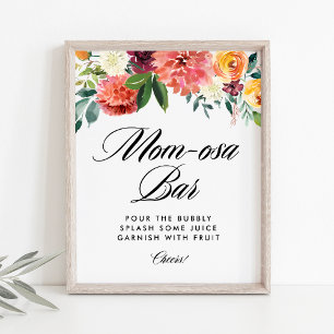Póster Otoño florece Baby Shower Mimosa Mom-osa Bar