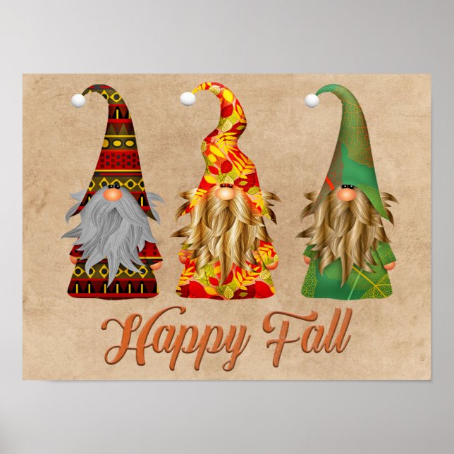 Póster Otoño Gnomes Poster de otoño feliz (Frente)