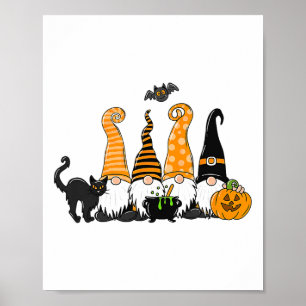 Póster Otoño Halloween Gnomes Cute Otoño Cae Calabaza H