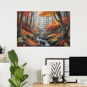Póster Otoño, la vibrante caída de la corriente forestal