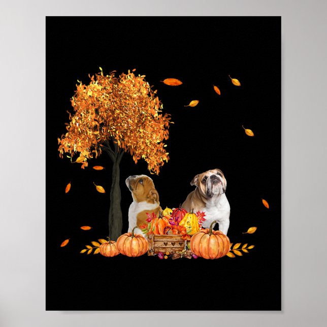 Póster Otoño Leaf otoño Perro Perro Lover Halloween Acció (Frente)