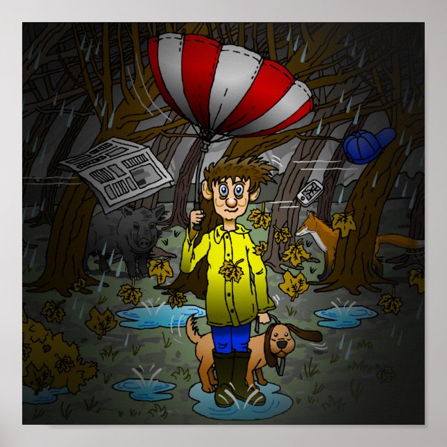 Póster Otoño lluvioso y ventoso (Frente)