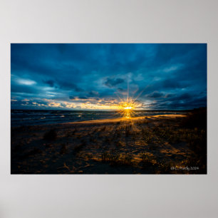 Póster Otoño nublado Amanecer sobre Bahía Hammond