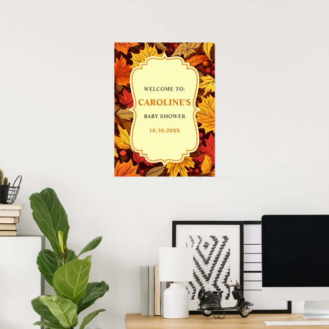Póster Otoño otoño deja signo de bienvenida de Baby Showe (Oficina en casa)