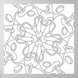 Póster Otoño Pacífico: Manzanas Abstractas para Colorear