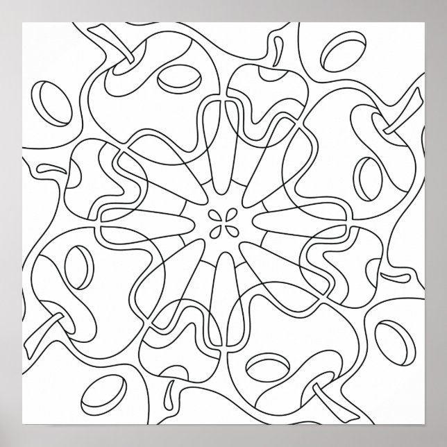 Póster Otoño Pacífico: Manzanas Abstractas para Colorear (Frente)