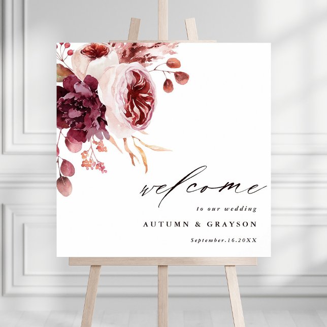Póster Otoño Romance Boda Floral Bienvenida Rótulo cuadra (Subido por el creador)