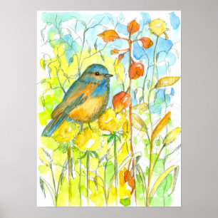 Póster Otoño Sale de la acuarela de Bluebird