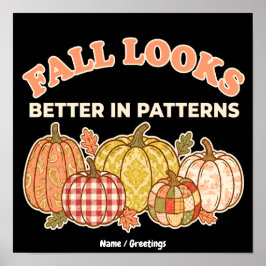 Póster Otoño Se Ve Mejor En Patrones Retro Vintage Otoño