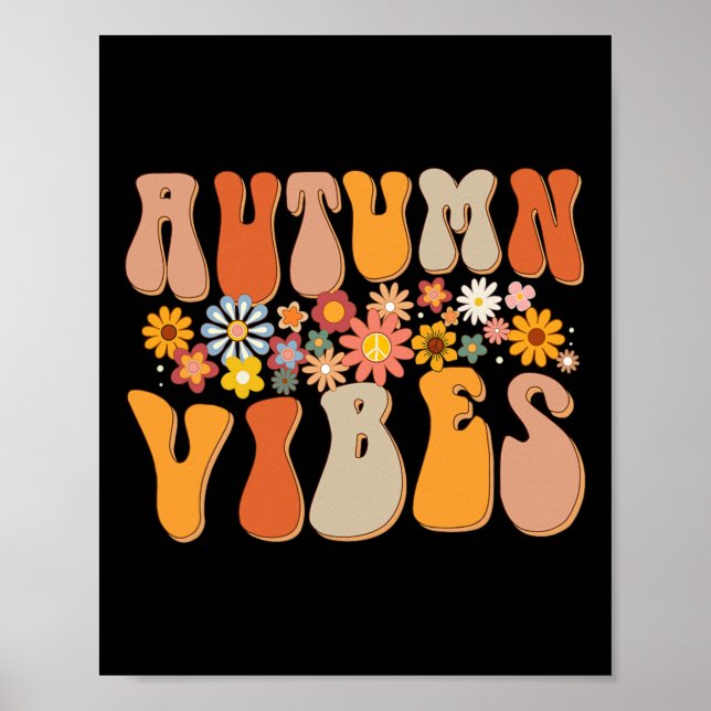 Póster Otoño Vibes Groovy Design Fall Lover Acción de Gra (Frente)
