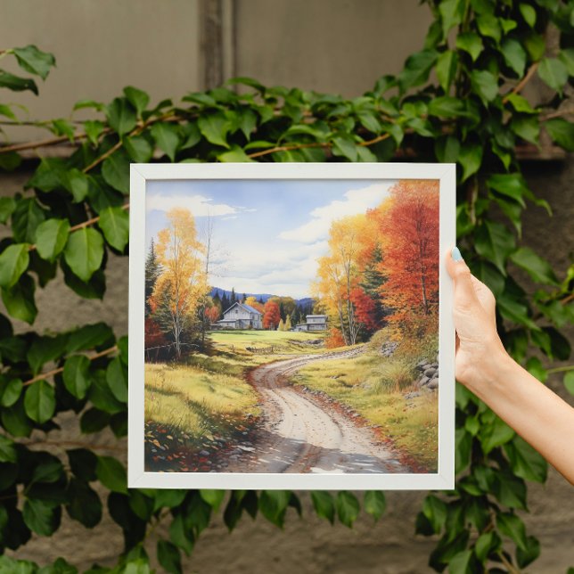 Póster Otoño Y Otoño En Vermont Farm Watercolor Art (Subido por el creador)