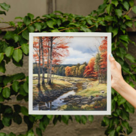 Póster Otoño Y Otoño En Vermont Forest Watercolor Art