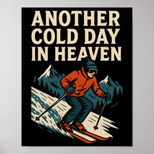 Póster Otro día frío en el cielo Retro esquí montaña S