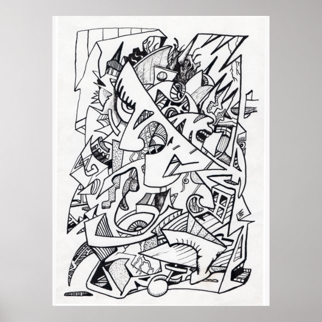 Póster Otros planos de aquí, dibujo de tinta (Frente)