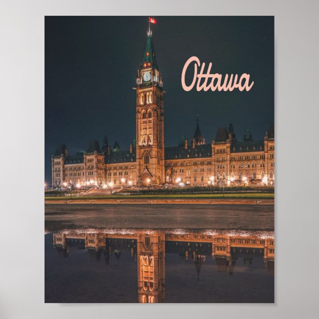 Póster Ottawa Canada Ontario Parliament Hill (Frente)