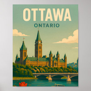 Póster Ottawa Canadá Parlamento Silueta Viaje
