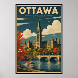 Póster Ottawa Canadá Viajes Antiguos