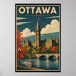 Póster Ottawa Canadá Viajes Antiguos