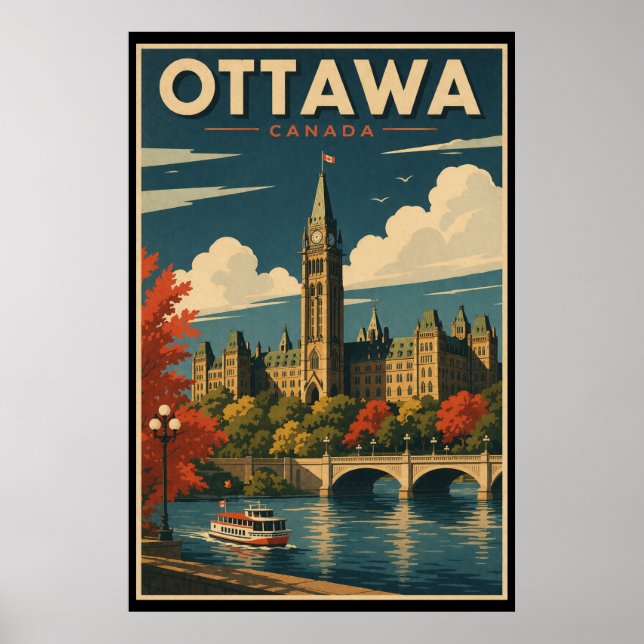 Póster Ottawa Canadá Viajes Antiguos (Frente)