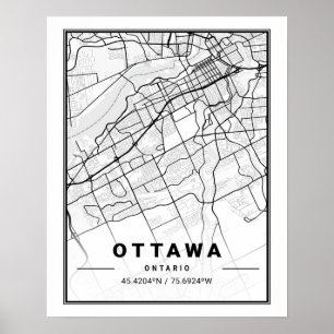 Póster Ottawa Ontario Canada Travel City Map Poster