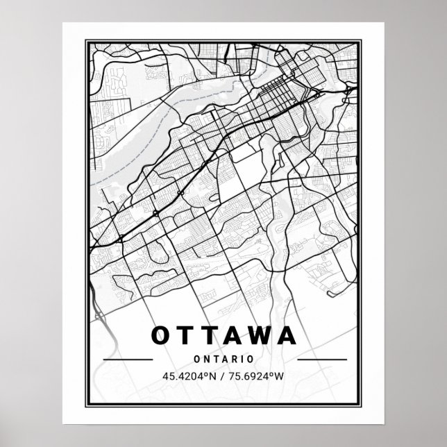 Póster Ottawa Ontario Canada Travel City Map Poster (Frente)