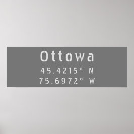 Póster Ottawa Ontario Latitude y longitud