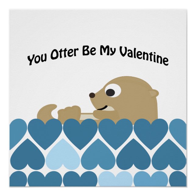 Póster Otter Be my Valentine with Hearts (Anverso)