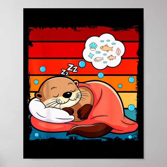 Póster Otter Sleeng Animal Pajamas Nap Pjs Outfit Sea Ott (Frente)