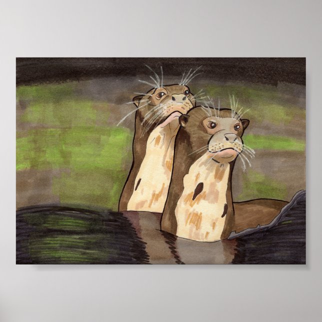 Póster Otters del río Gigante 5x7 (Frente)