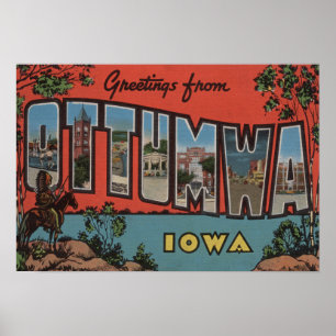 Póster Ottumwa, letra ScenesOttumwa, IA de IowaLarge