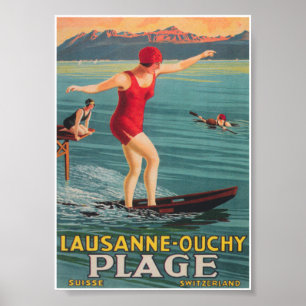 Póster Ouchy, Lausana, Poster de Viajes Vintage de Suiza