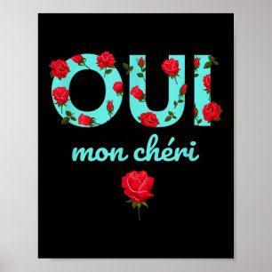 Póster Oui Mon Cheri Guay Expresión Francesa Cita Gráfico