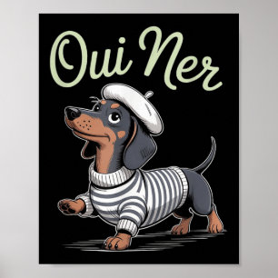 Póster Oui Ner Dachshund Wiener Perro Humor francés Graci