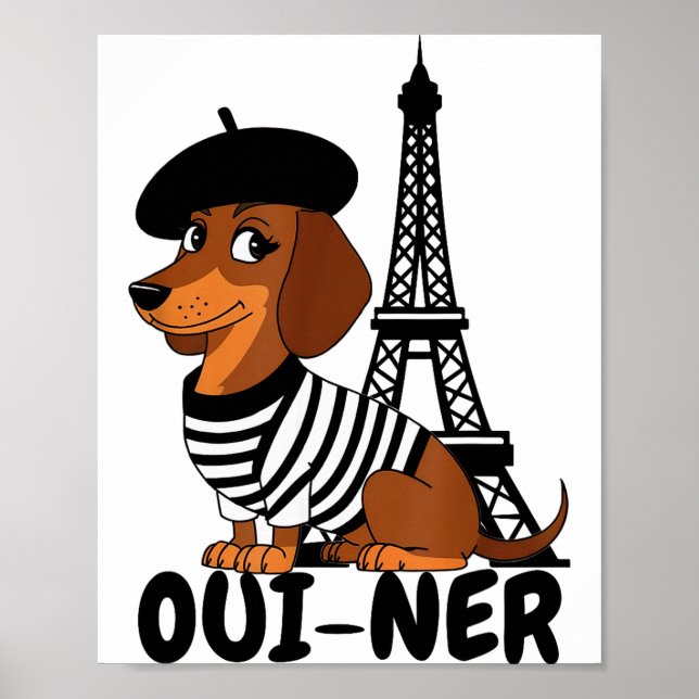 Póster Oui-ner Dog Funny Dachshund Wiener Sausage Ween Do (Frente)