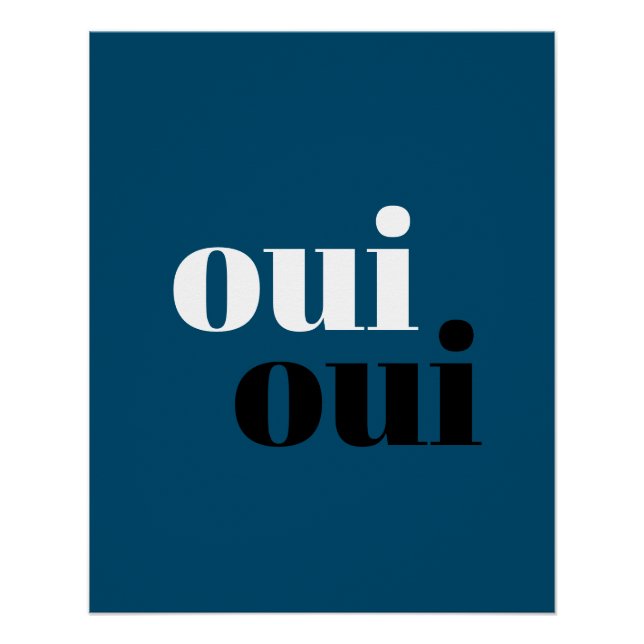 Póster oui oui baño moderno azul simple tipografía (Anverso)