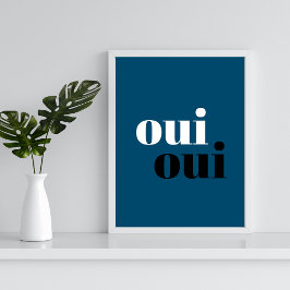 Póster oui oui Modern Blue Simple typography baño Pos