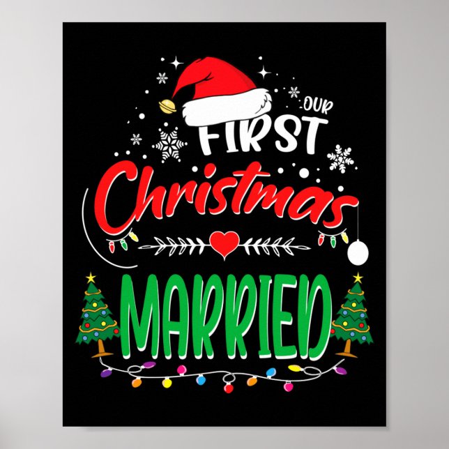 Póster Our First Christmas Married Newlywed Mr And Mrs  (Frente)