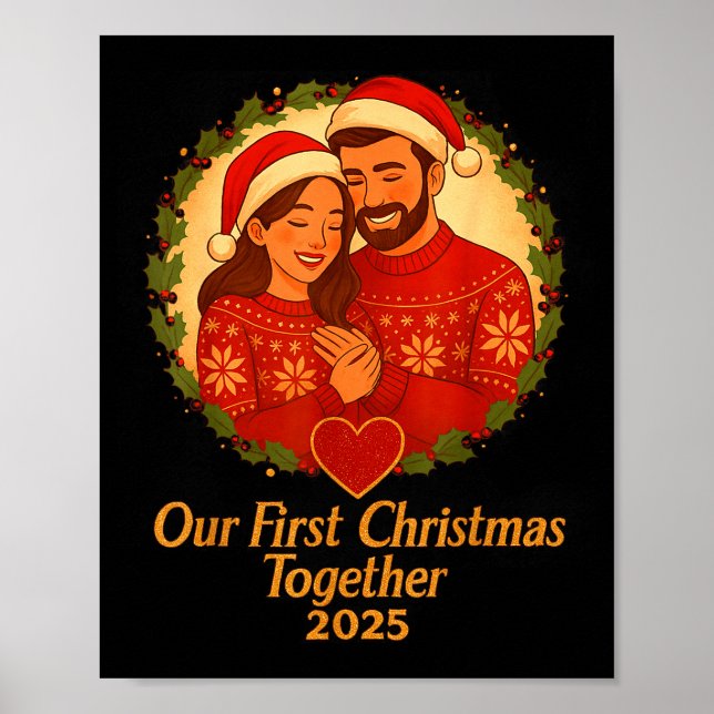 Póster Our First Christmas Together 2025 Matching Couple  (Frente)