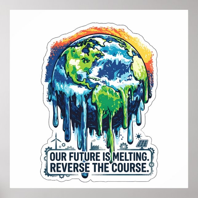 Póster Our Future is Melting | Global Warming Awareness (Frente)