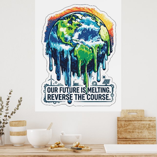 Póster Our Future is Melting | Global Warming Awareness (Cocina)