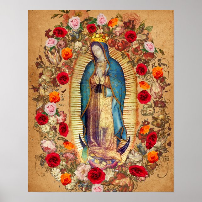 Póster Our Lady of Guadalupe Virgin Mary Catholic Mexico (Frente)