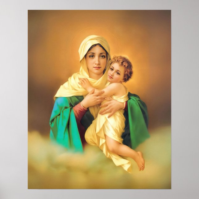 Póster Our Lady Virgin Mary Refuge Sinners Catholic Saint (Frente)