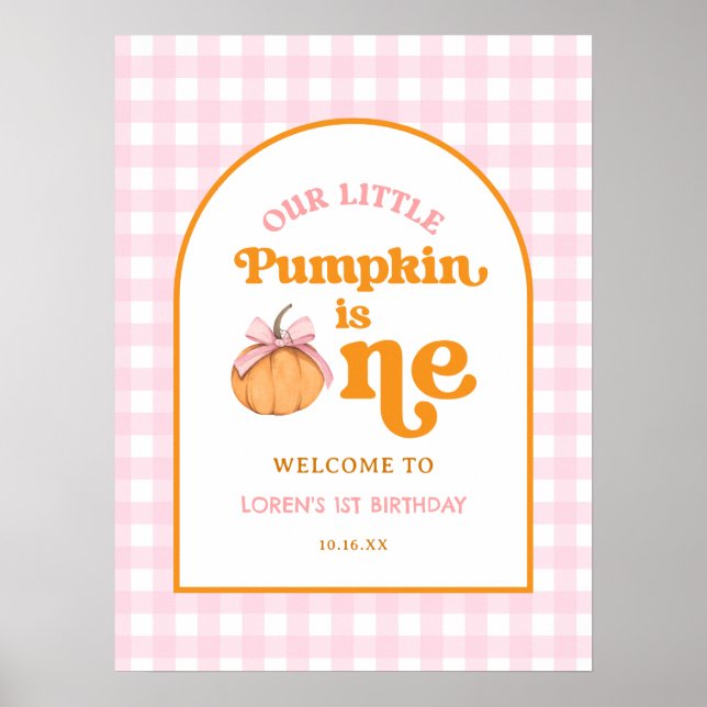 Póster Our Little Pumpkin Girl 1st Birthday Welcome (Frente)