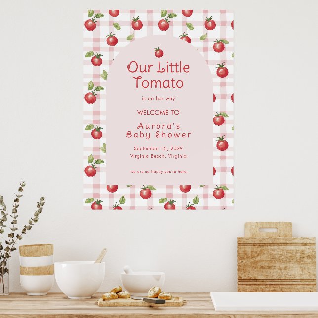 Póster Our Little Tomato Baby Shower Welcome Poster  (Cocina)