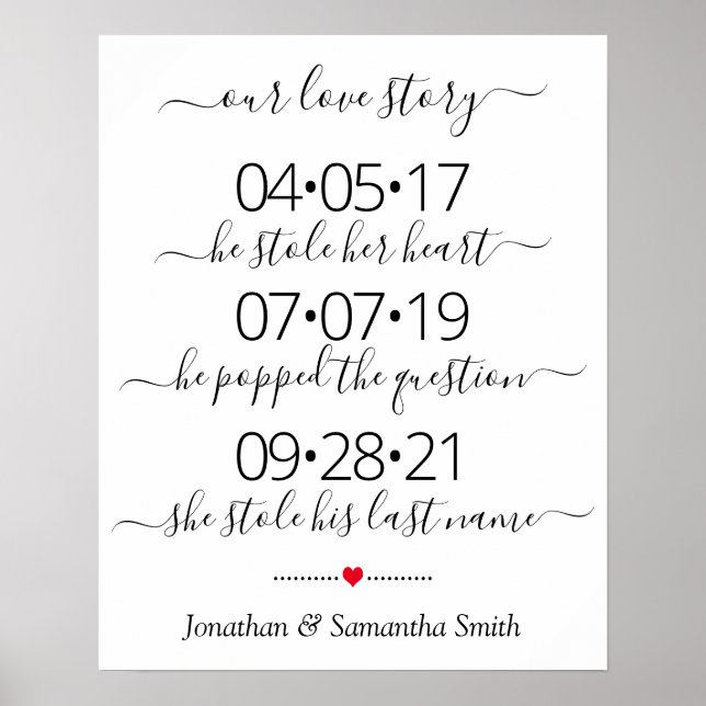 Póster Our love story Best day yes day modern wedding (Frente)