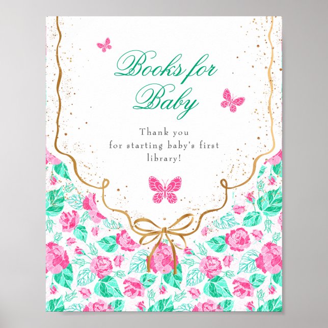 Póster Our Lovely One Baby Shower Books for Baby Sign (Frente)