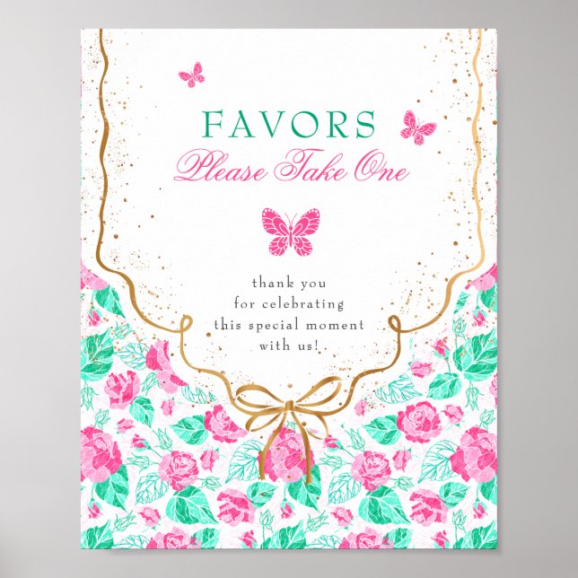 Póster Our Lovely One Baby Shower Favors Sign (Frente)