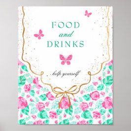 Póster Our Lovely One Baby Shower Food & Drinks Sign